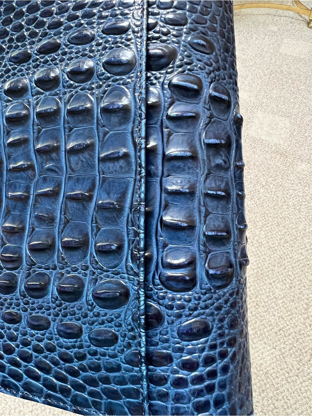 Brahmin Navy Croc-Embossed Leather Crossbody with Gold Accent - Picture 8 of 12
